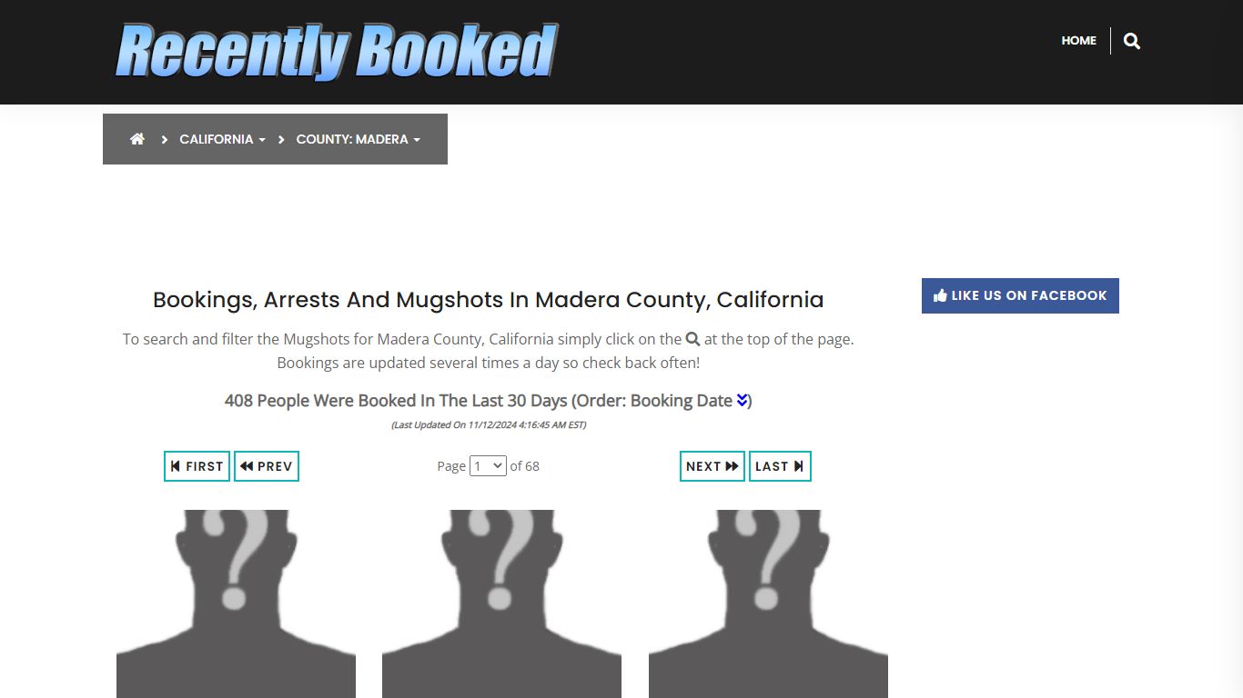 Bookings, Arrests and Mugshots in Madera County, California