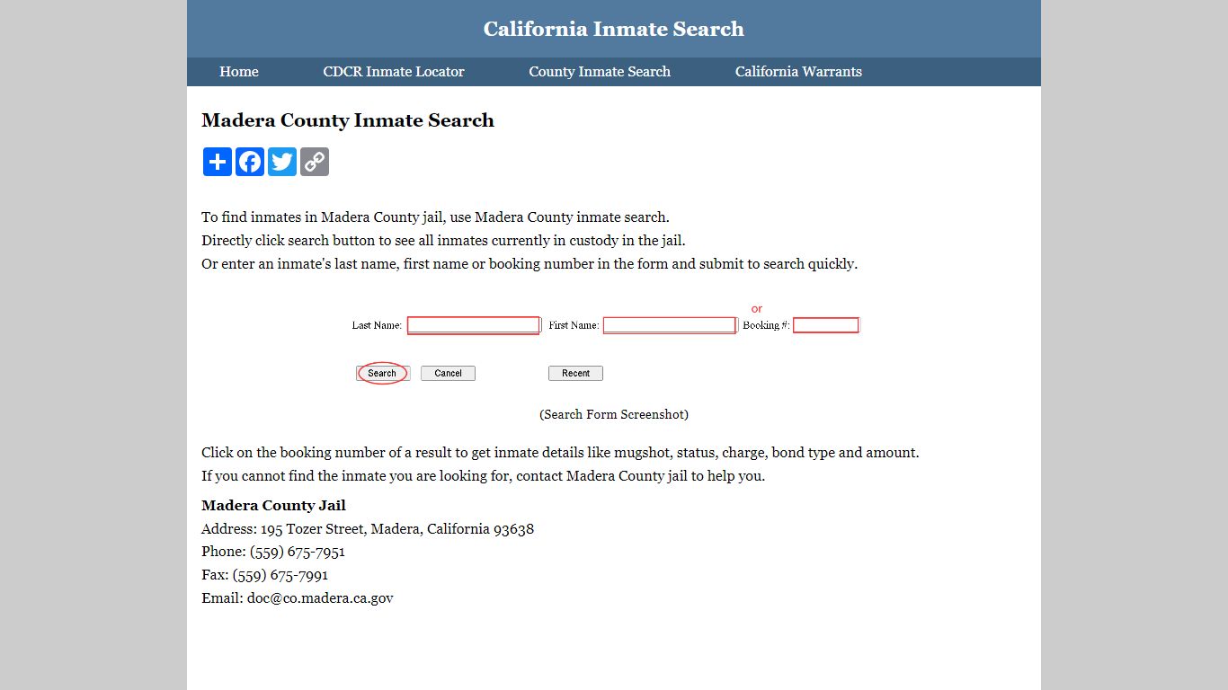 Madera County Inmate Search