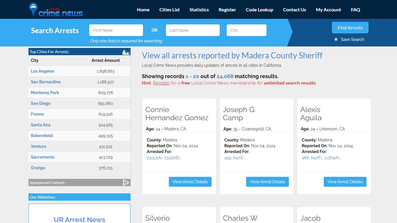 Arrests reported by Madera County Sheriff - Local Crime News