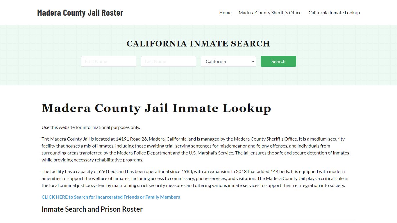 Madera County Jail Roster Lookup, CA, Inmate Search